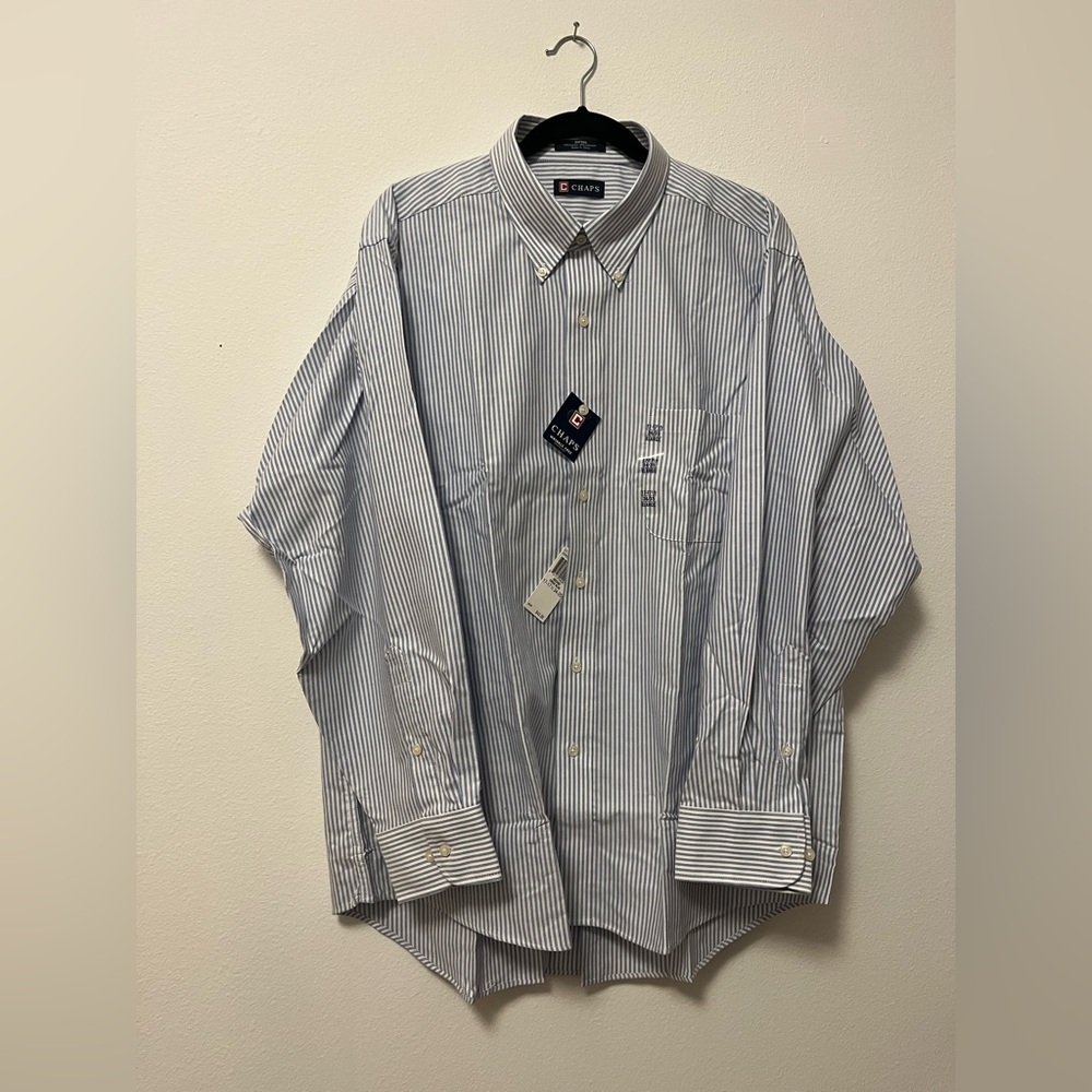 Chaps Men's Oxford Shirt in Blue and White Stripes
